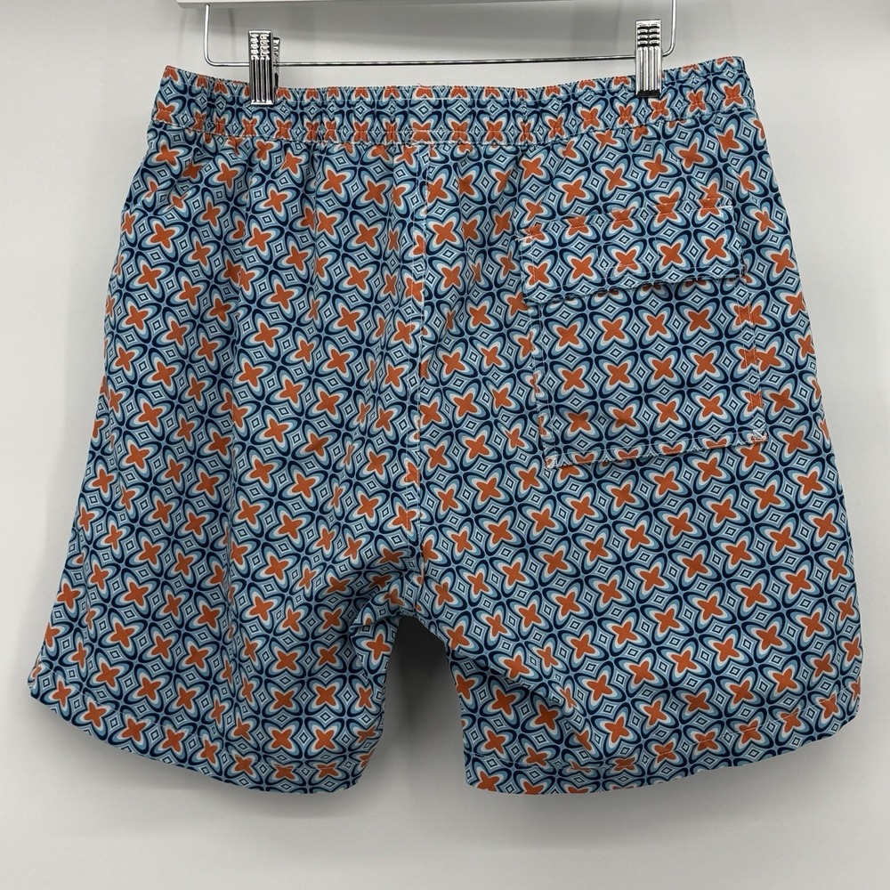 Psycho Bunny Men's Blue Orange Swim Trunks Mesh Lined Drawstring Size Large L - Picture 4 of 4